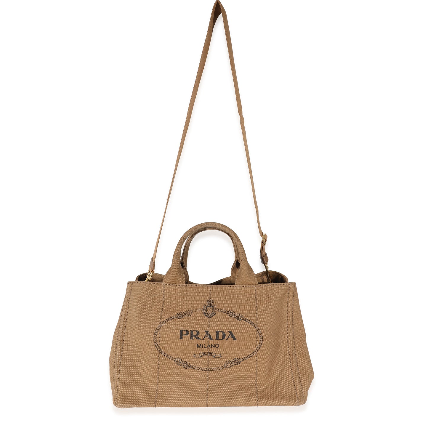 Prada Brown Canvas Medium Canapa Tote