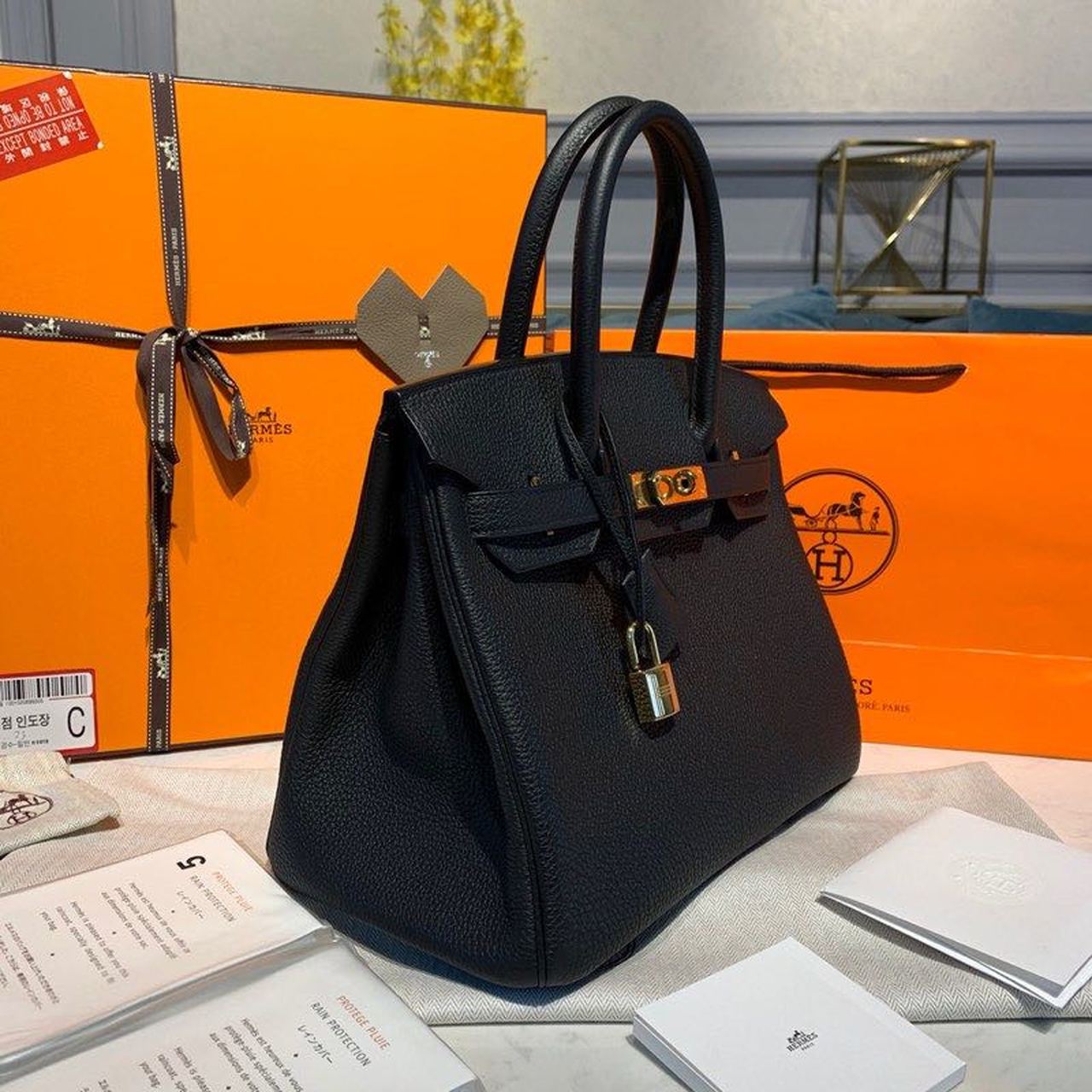 HM Birkin 30 Togo Black Bag For Women, Womenâ€™s Handbags 11.8in/30cm
