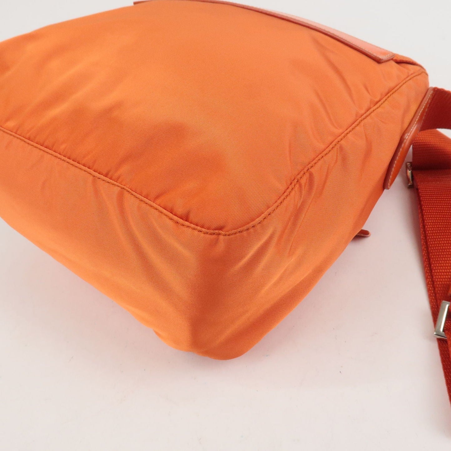 Prada Logo Nylon Leather Shoulder Bag Orange B8994