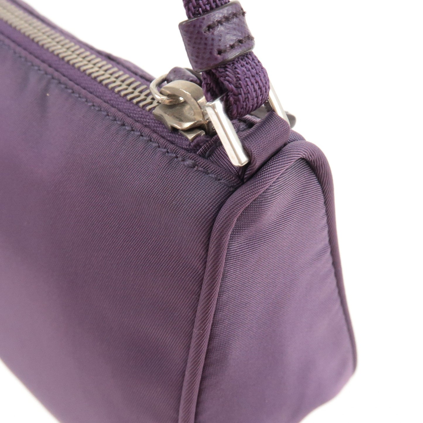 Prada Logo Nylon Hand Bag Purse Cosmetic Pouch Purple MV633