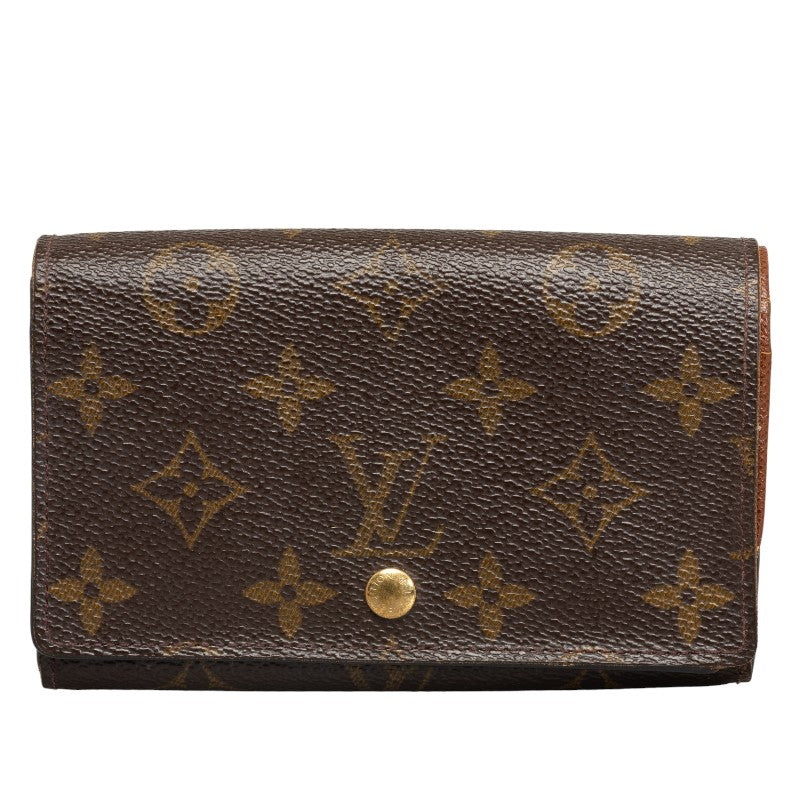 Louis Vuitton Monogram M61730 Double Folded Wallet PVC/Leather Brown