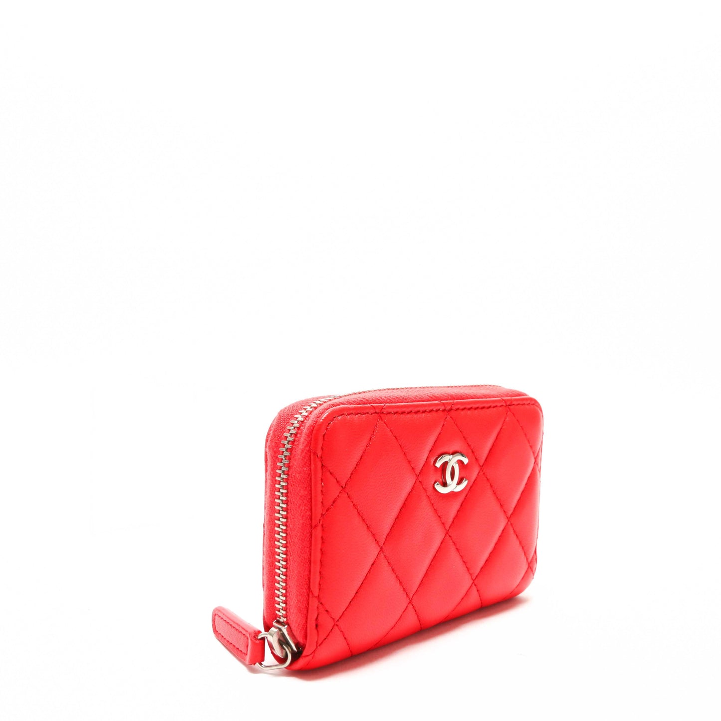 CHANEL CC Zip Coin Purse Quilted-Bright Red