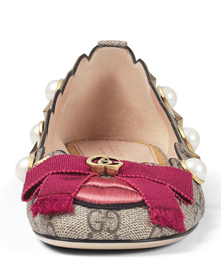 Gucci Monogram Lexi Supreme Pearl Flat Shoes