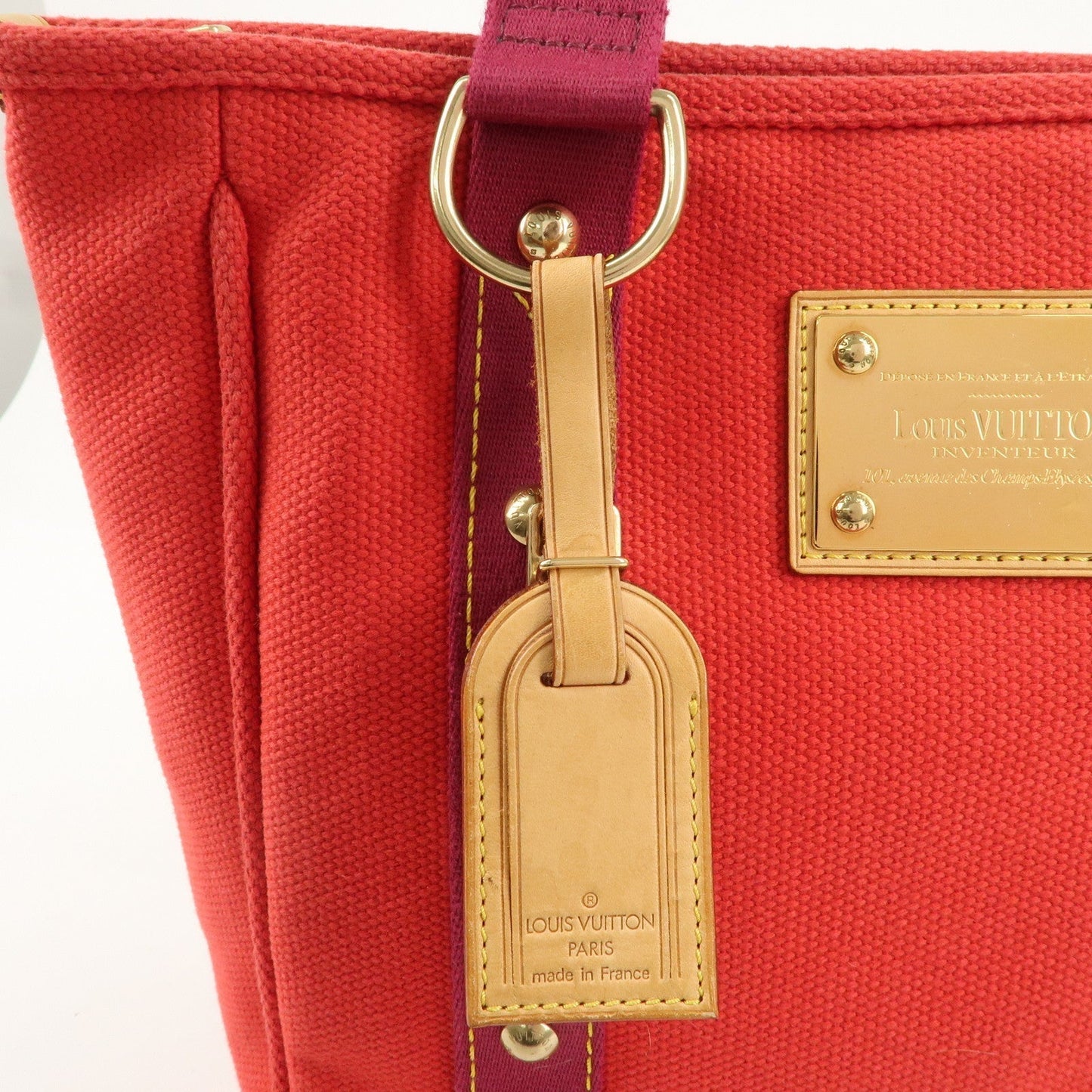 Louis Vuitton Antigua Cabas MM Tote Bag Hand Bag Rouge M40034