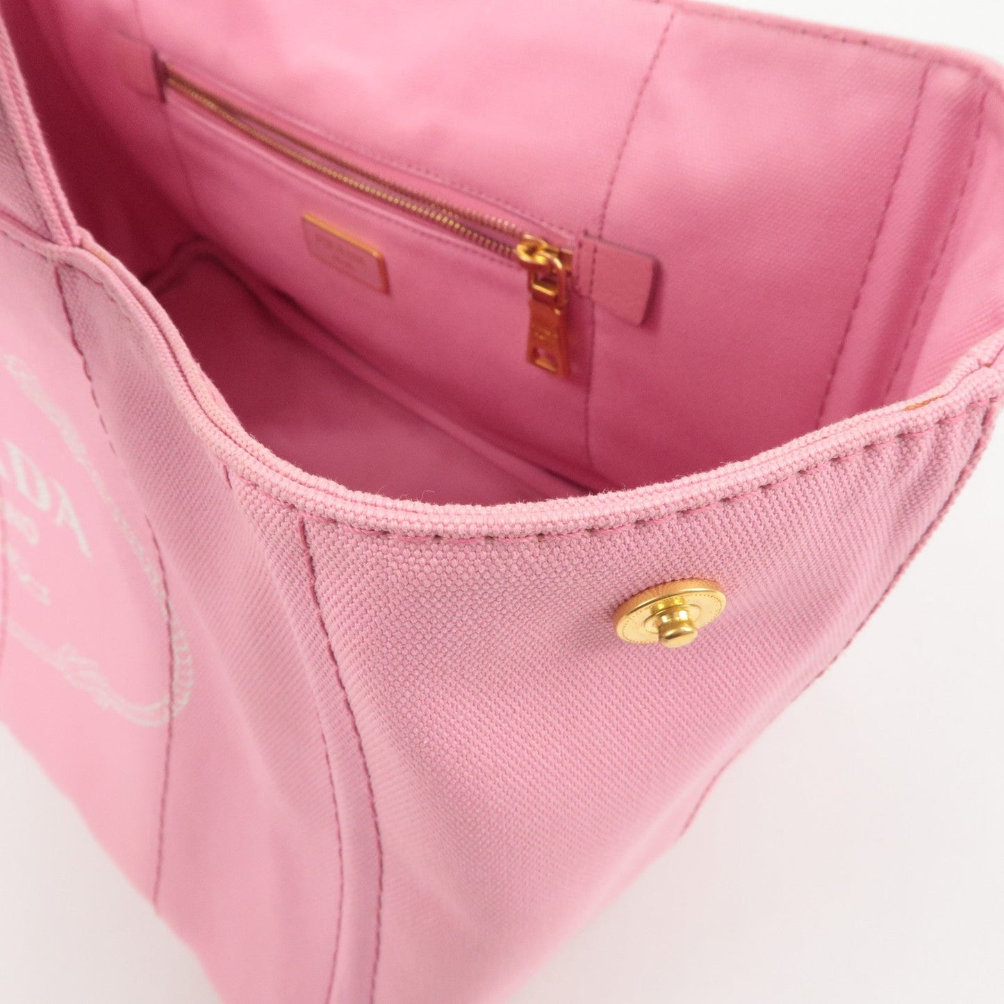 Prada Logo Canapa CanvasTote Bag Hand Bag Pink B1877B