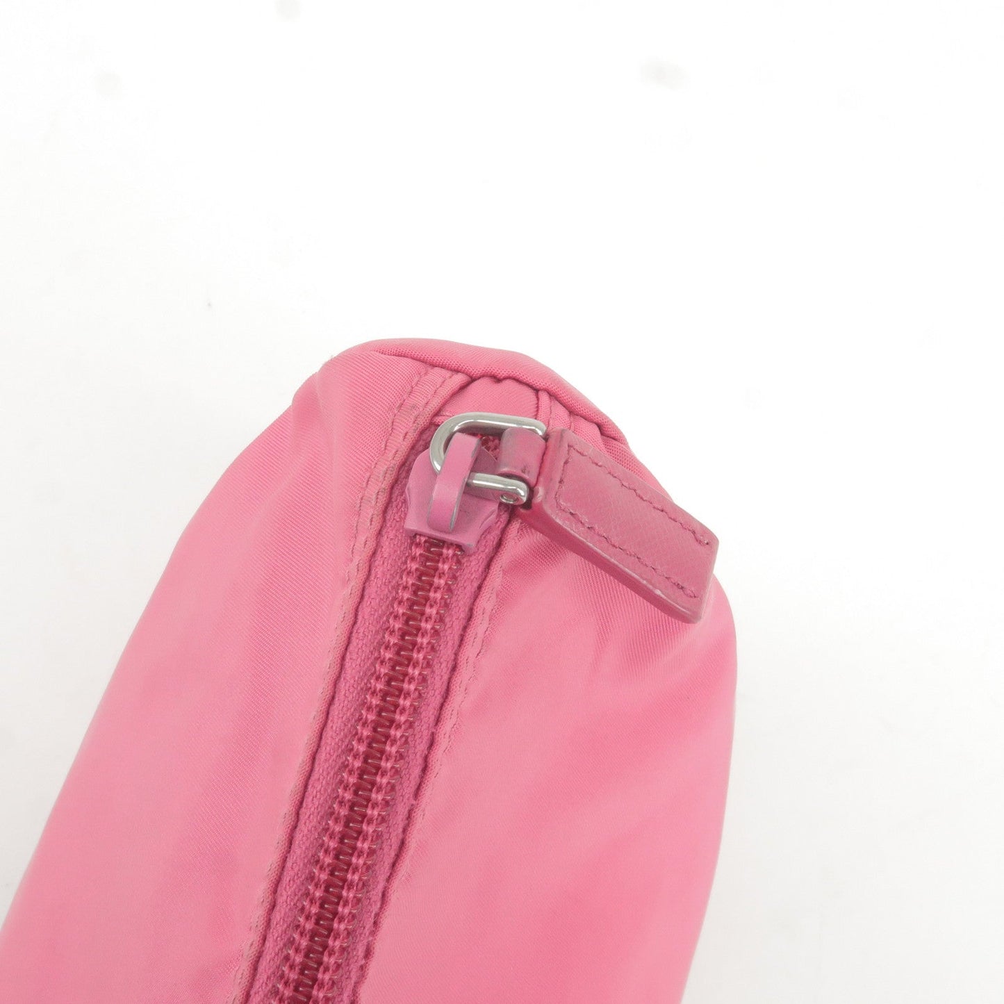 Prada Nylon Leather Cosmetic Pouch Clutch Bag Pink 1N0012