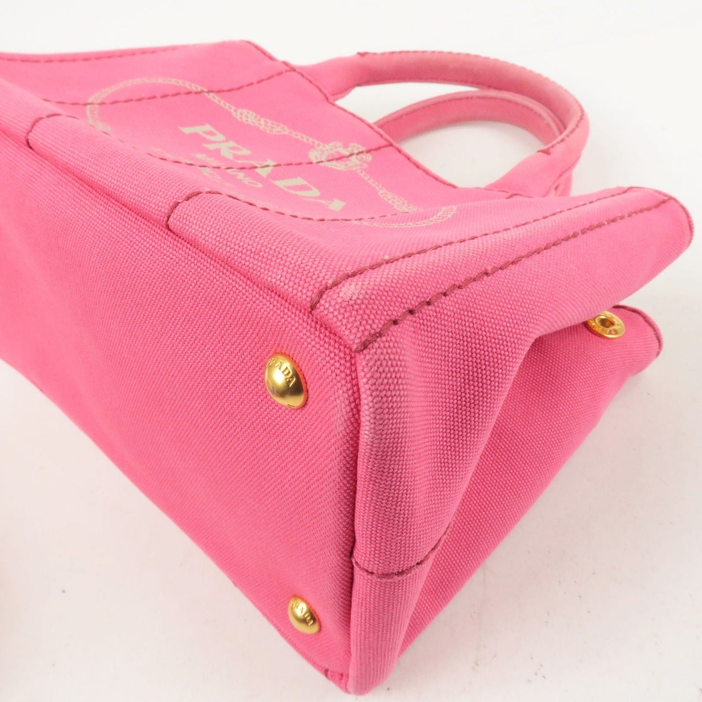 Prada Canapa Mini Canvas 2Way Tote Bag Pink 1BG439