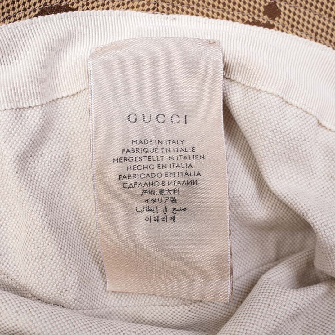 Gucci Womens GG Canvas Bucket Hat Camel