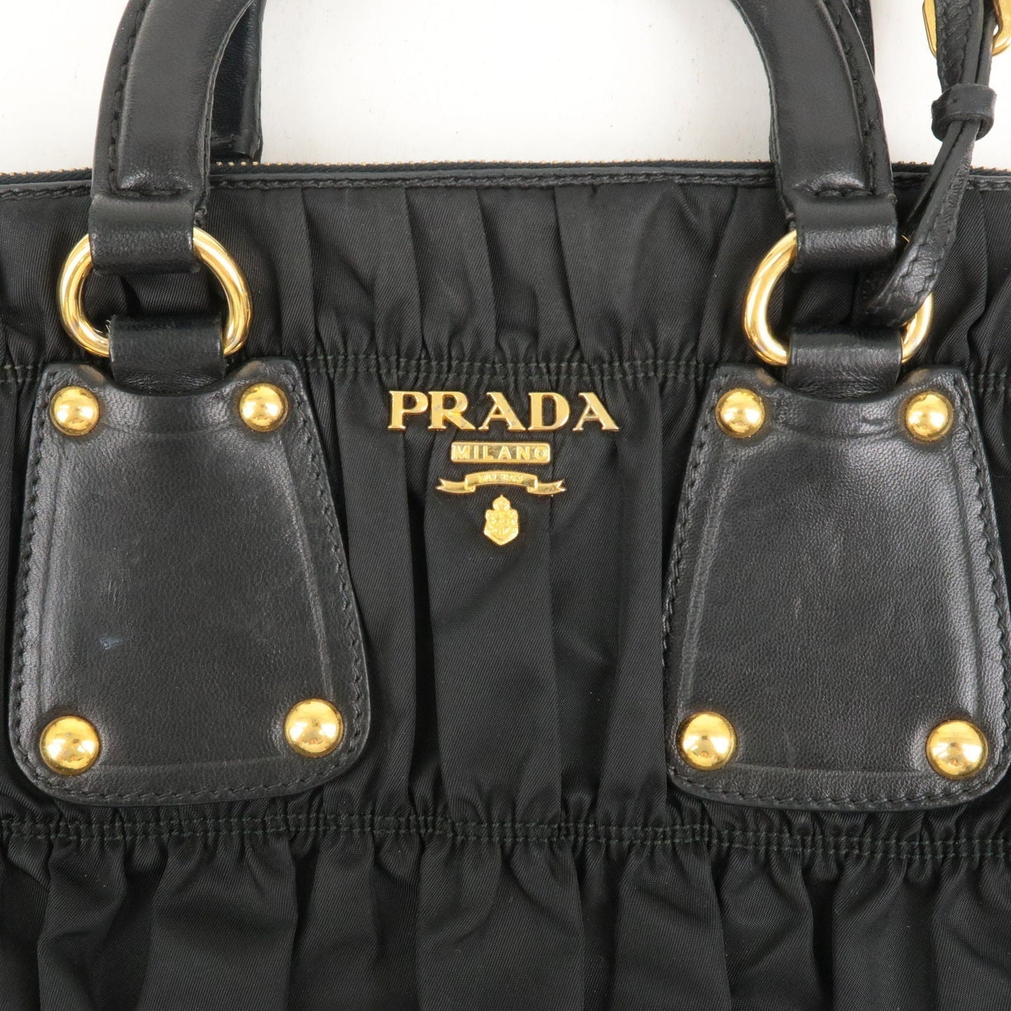 Prada Nylon Leather 2Way Bag Shoulder Bag NERO Black BN1935