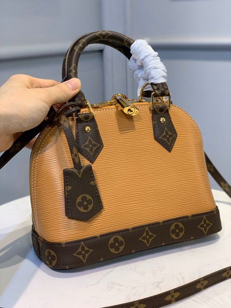 LV Alma BB Epi/Monogram Canvas Caramel For Women, Womenâ€™s Handbags, Shoulder And Crossbody Bags 9.8in/25cm LV