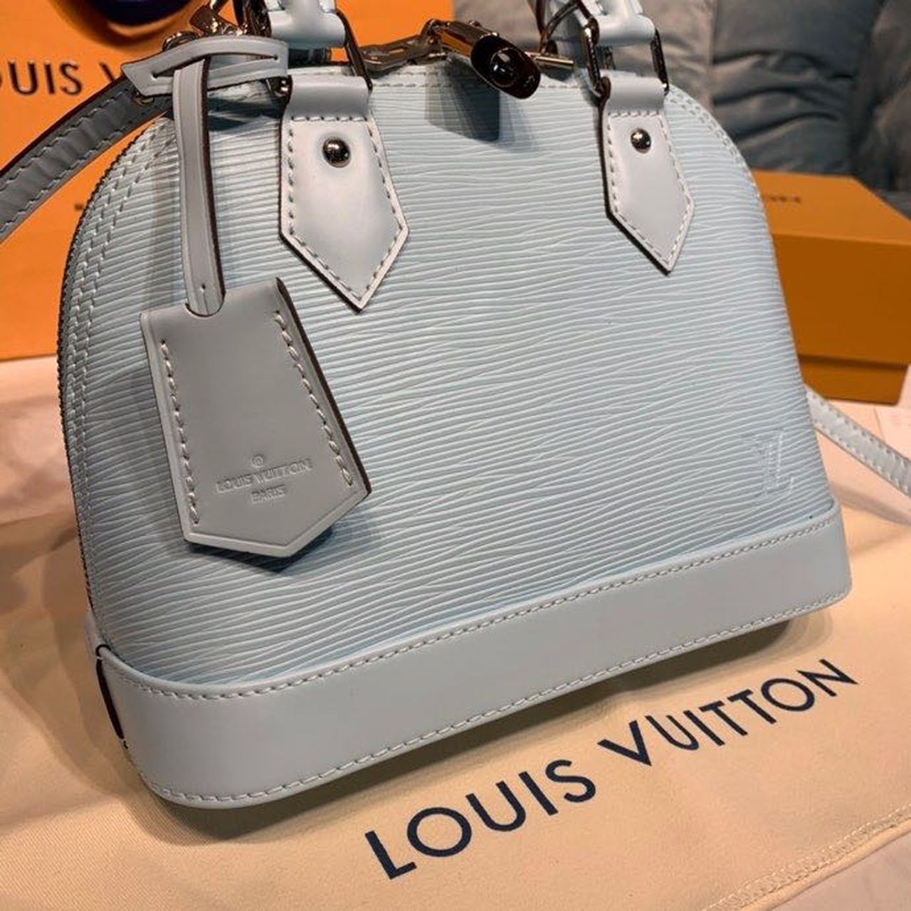 LV Alma BB Epi Seaside Blue For Women, Womenâ€™s Handbags, Shoulder And Crossbody Bags 9.2in/23.5cm LV M56206