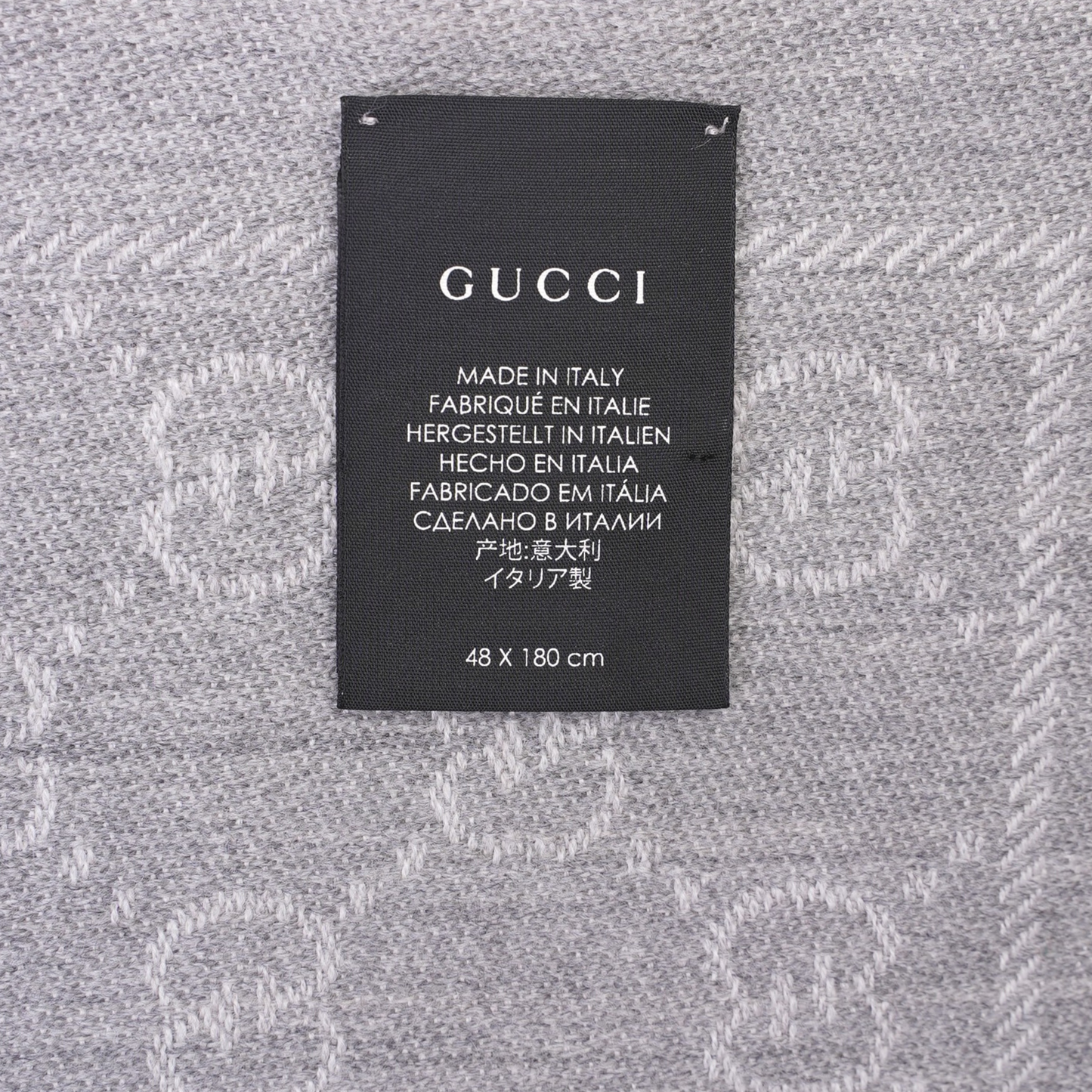 Gucci Womens Jacquard Scarf Grey 48x180cm