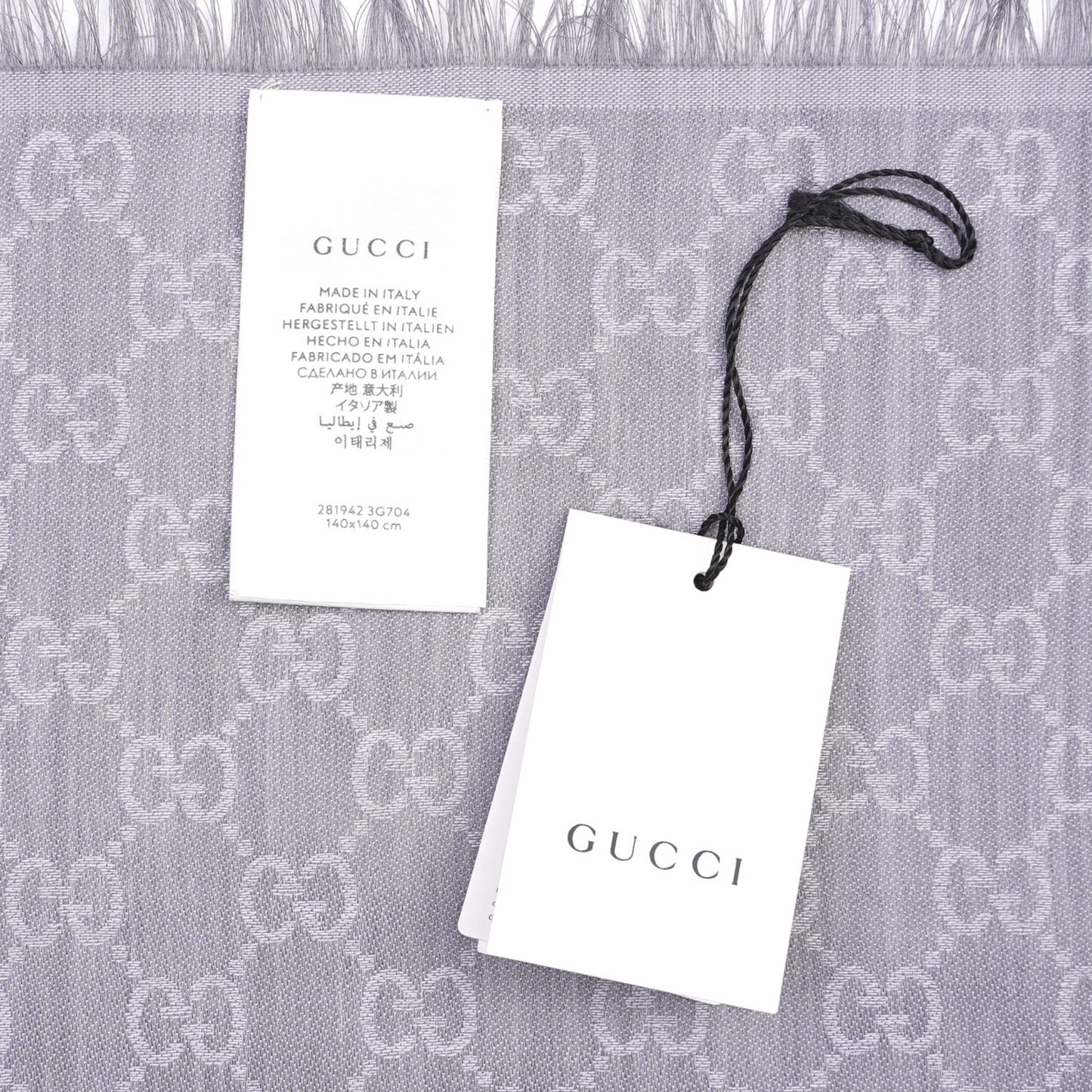 Gucci Womens Jacquard Shawl Grey