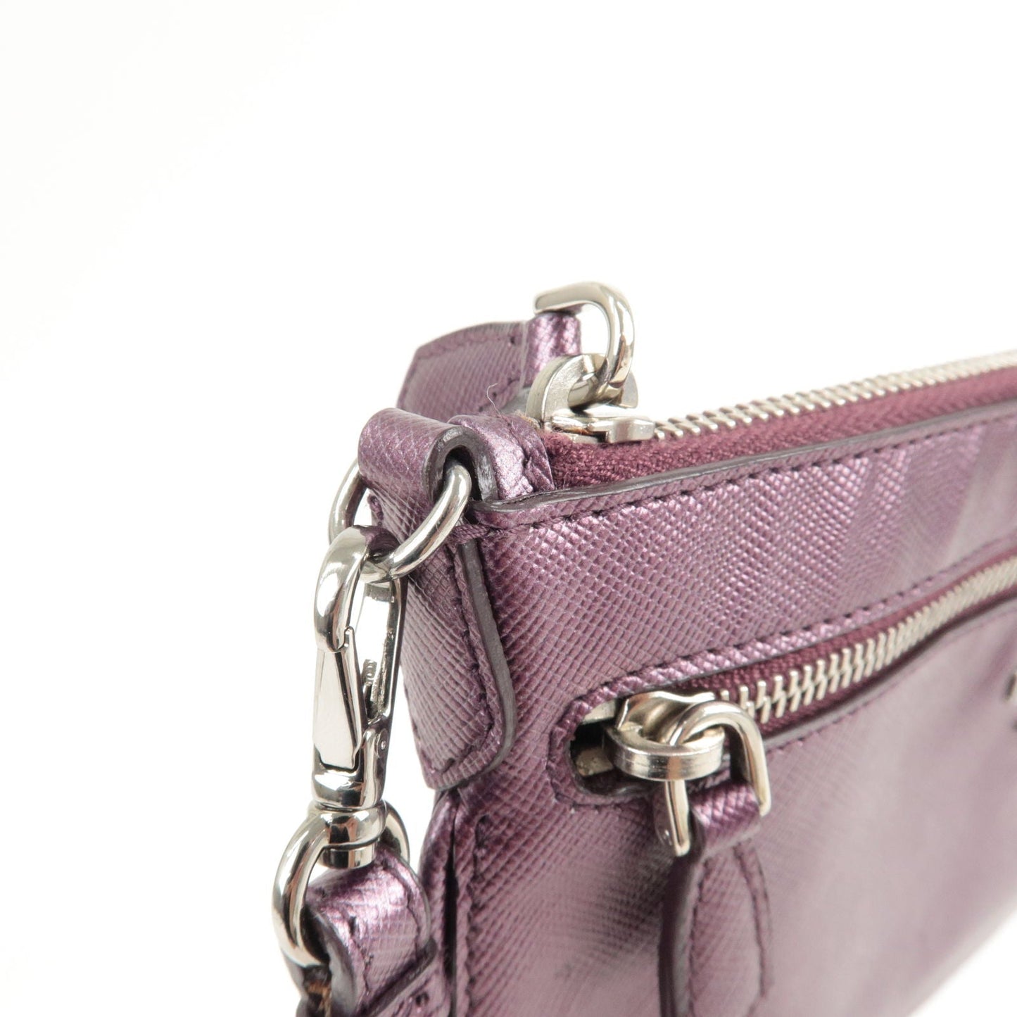 Prada Leather 2 Way Shoulder Bag Pouch Purple