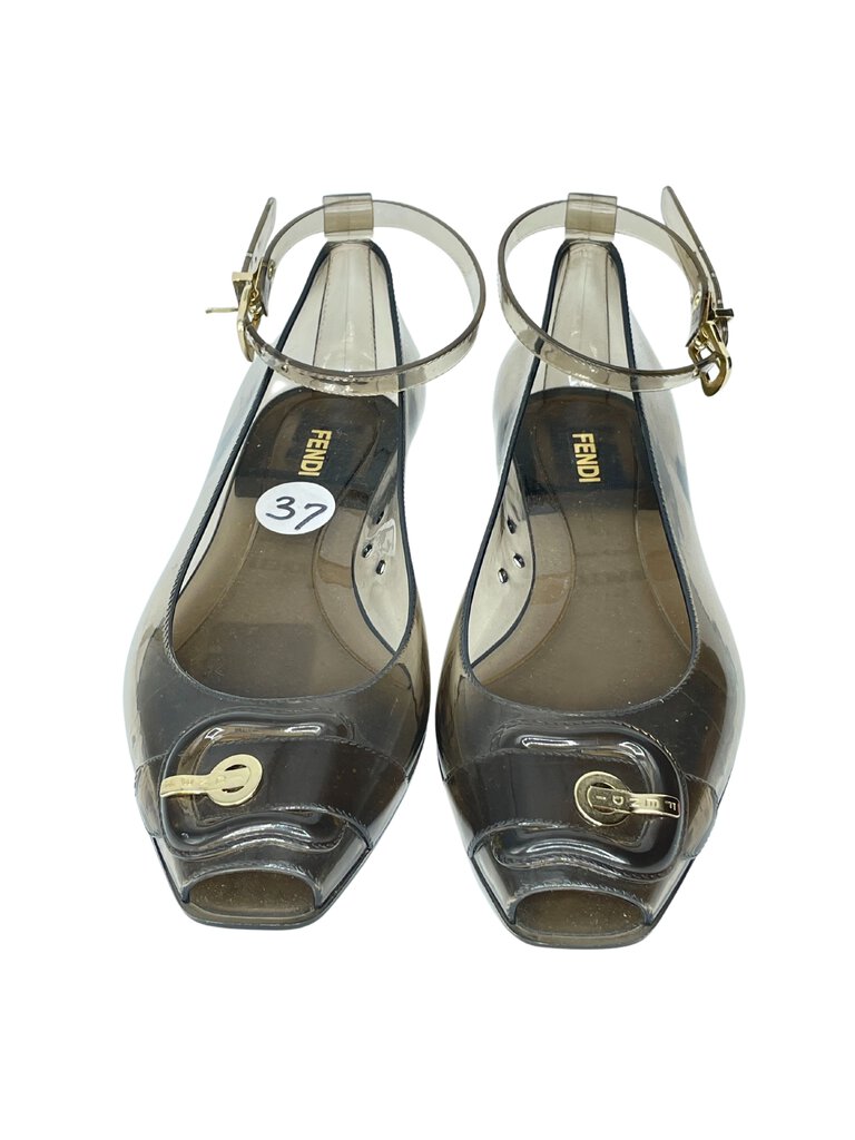 Fendi Peep Toe Jelly Ballet Flats |US7|IT37|