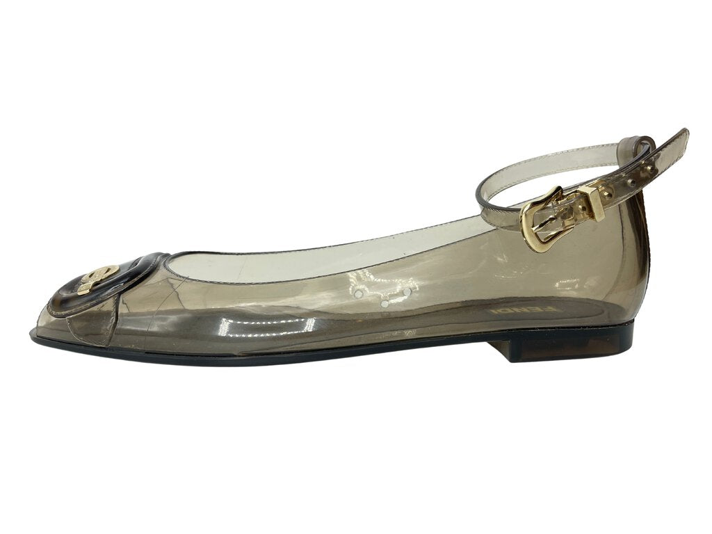 Fendi Peep Toe Jelly Ballet Flats |US7|IT37|