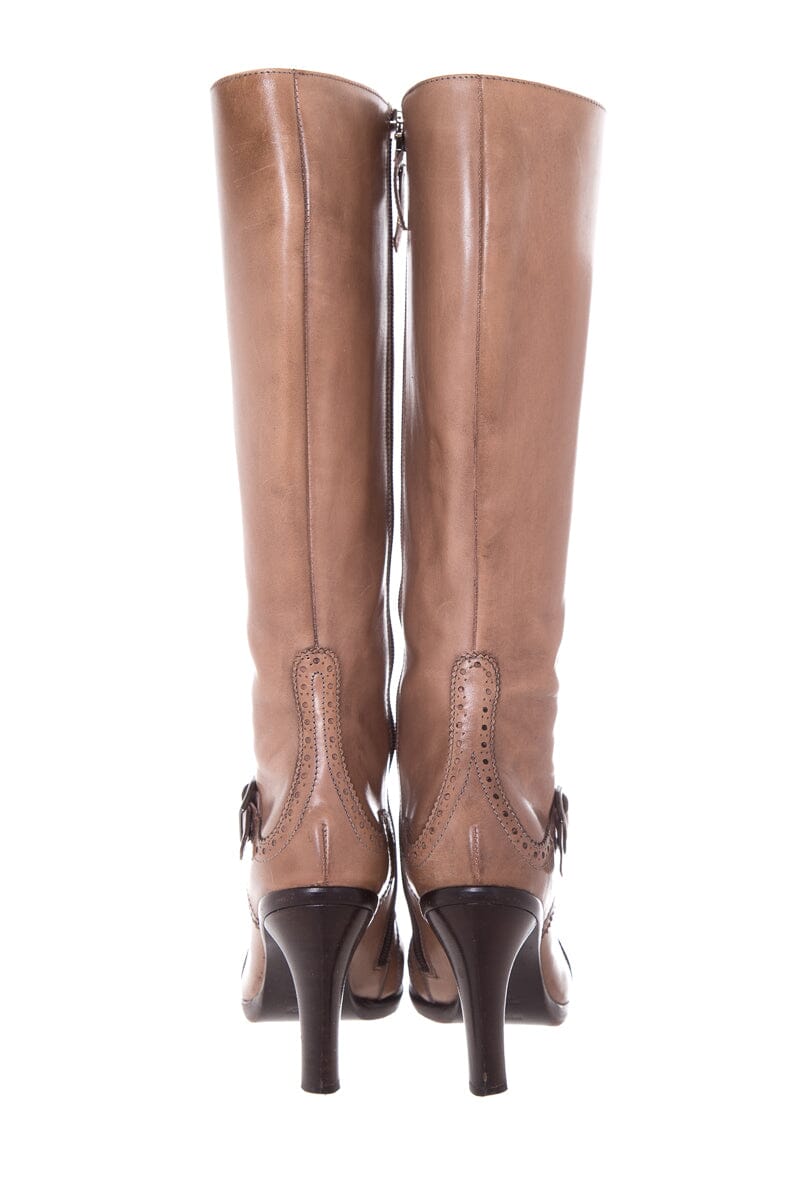 Fendi Brown Leather Tall Boots SZ 37.5