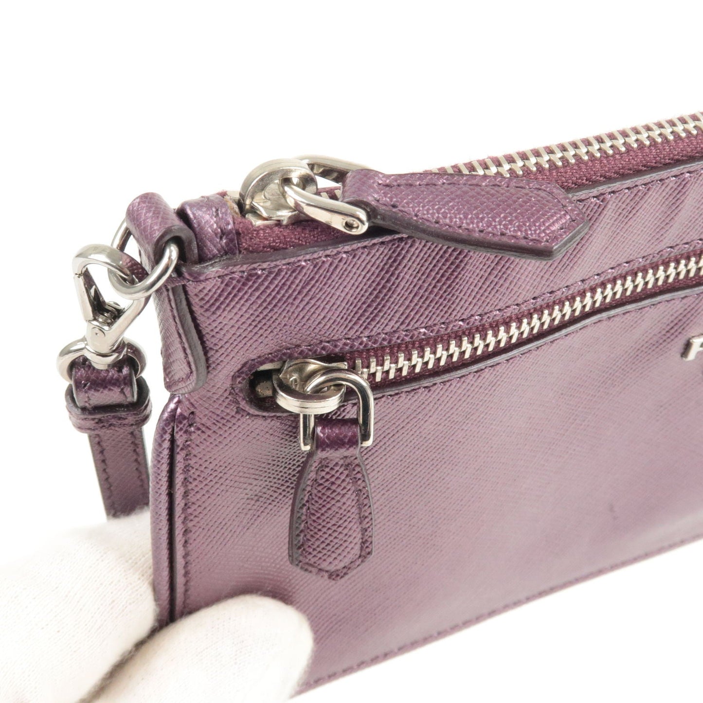 Prada Leather 2 Way Shoulder Bag Pouch Purple