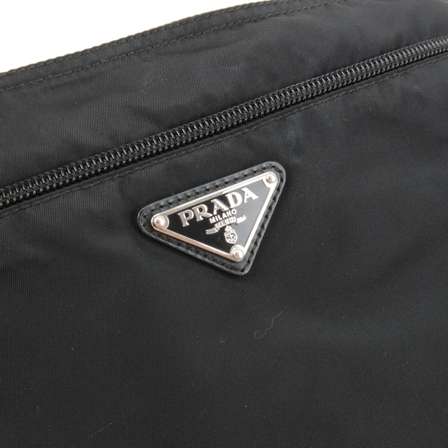 Prada Logo Nylon Leather Shoulder Bag Crossbody Bag Black BT175Z