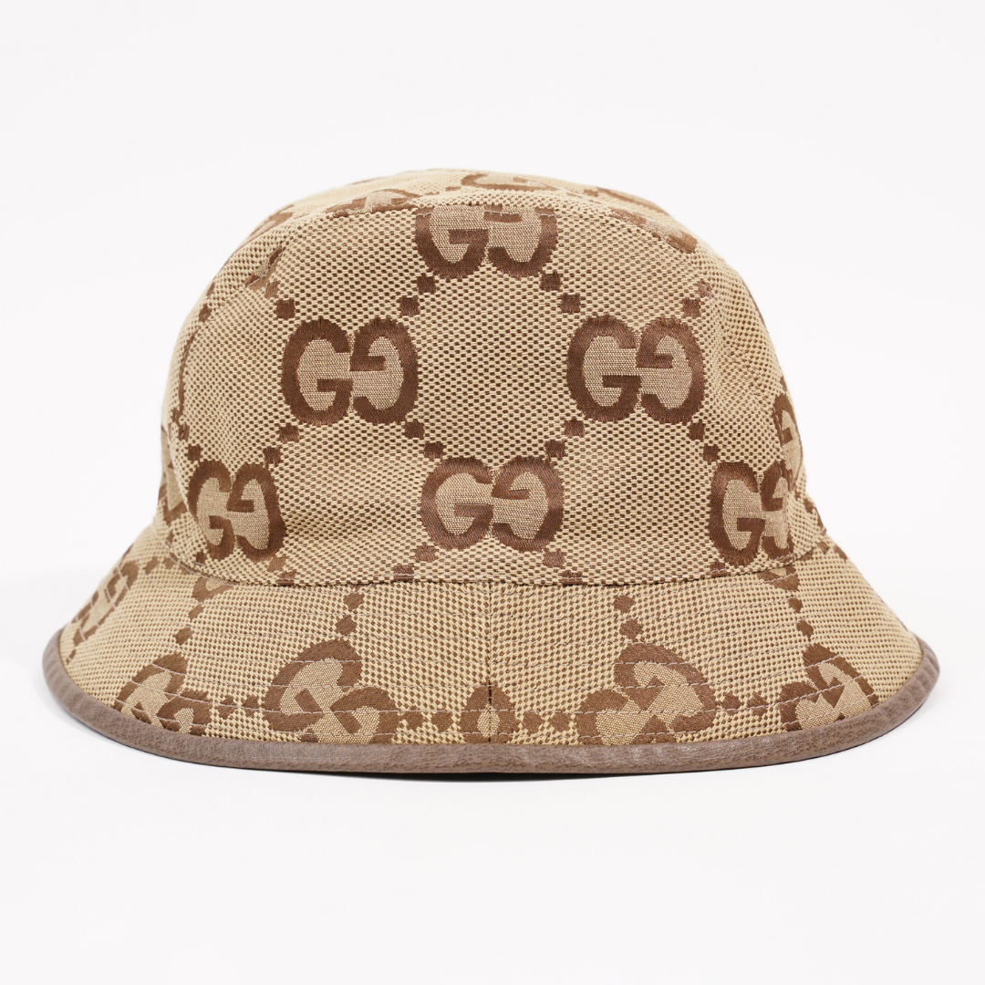 Gucci Womens GG Canvas Bucket Hat Camel