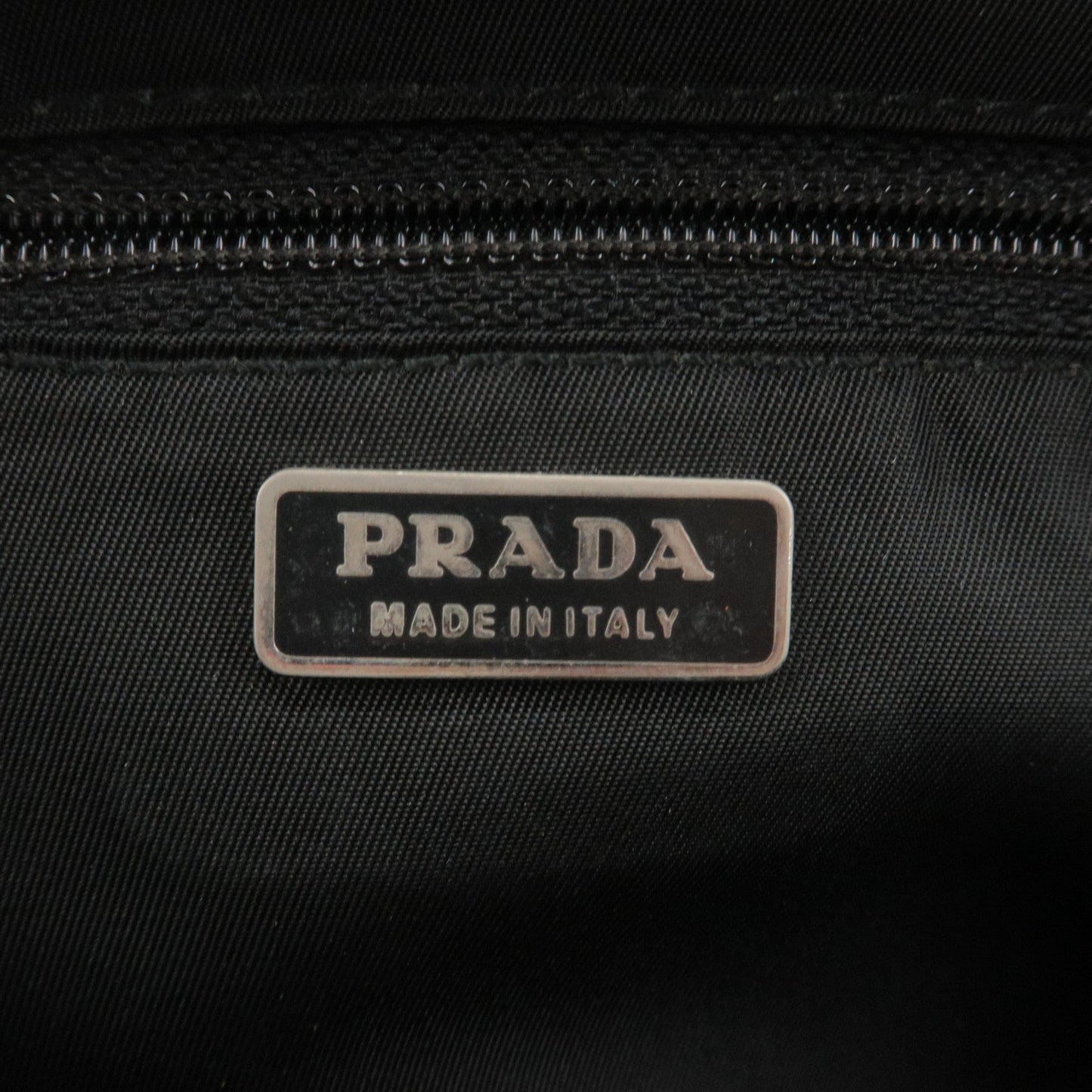 Prada Logo Nylon Cosmetic Pouch Clutch Bag NERO Black