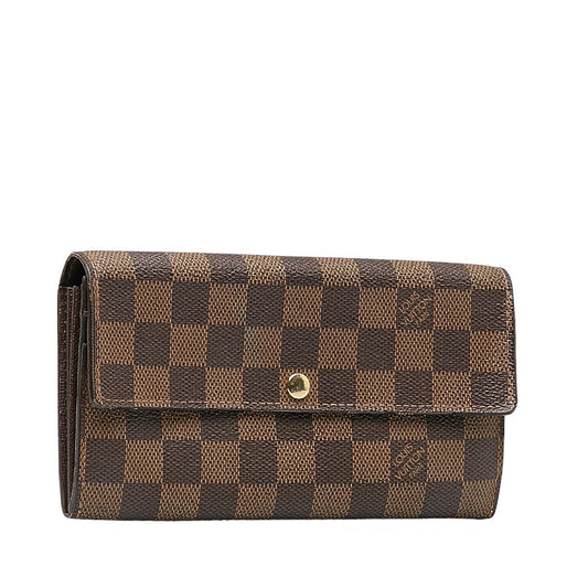 Louis Vuitton Damiere Portfolio Sarah Long Wallet N61734 Brown PVC Leather  Louis Vuitton Long Wallet