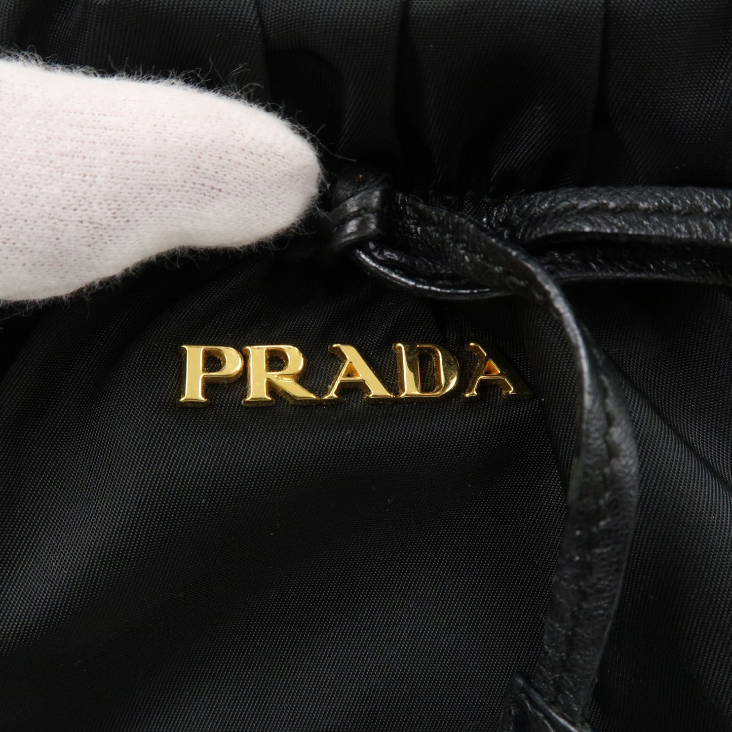 Prada Logo Nylon Leather 2Way Bag Tote Bag Hand Bag Black