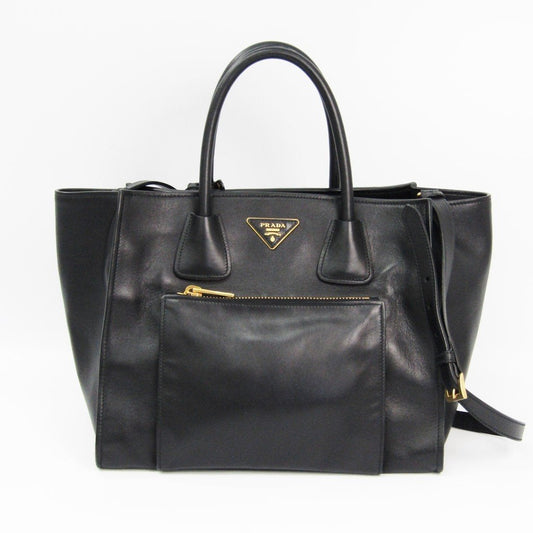 Prada Black Leather Two Way Tote (SHA14165)