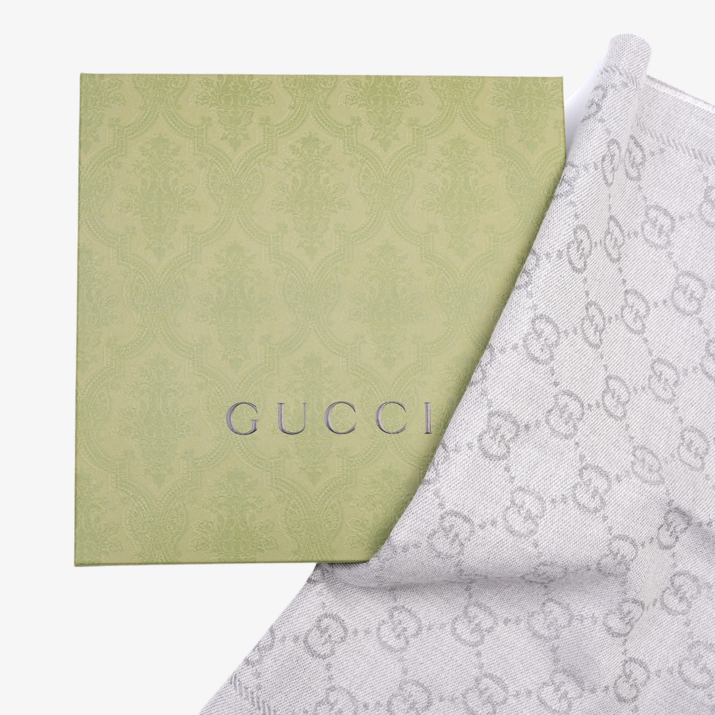 Gucci Womens Jacquard Scarf Grey 48x180cm