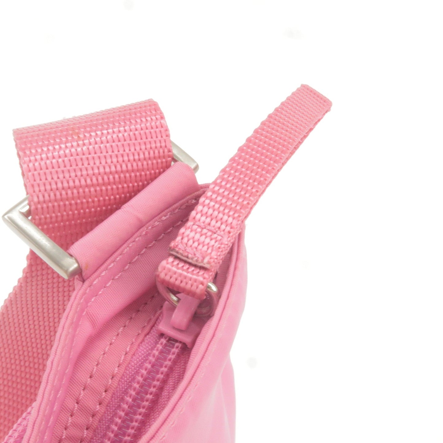 Prada Logo Nylon Shoulder Bag Crossbody Bag Purse Pink B7372