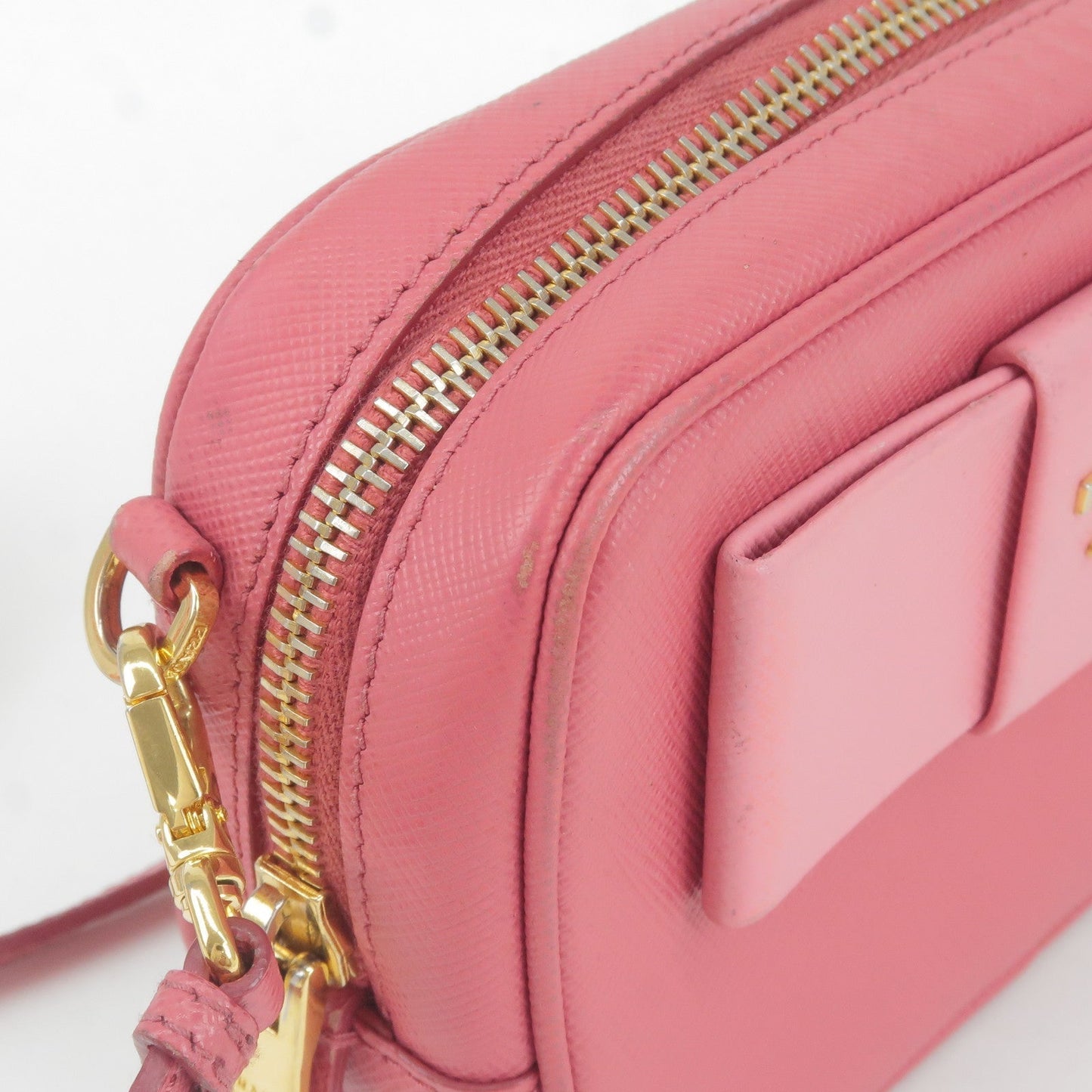 Prada Bow Ribbon Leather Shoulder Bag Purse Pink