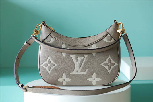 LV Bagatelle Monogram Empreinte Tourterelle Gray / Creme Beige For Women, Shoulder And Crossbody Bags 22cm/8.7in LV M46112