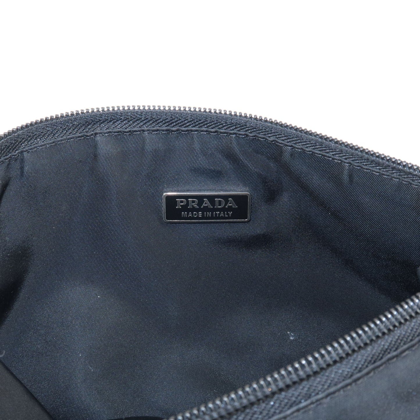 Prada Logo Nylon Hand Bag Pouch Purse Mini Bag NERO Black