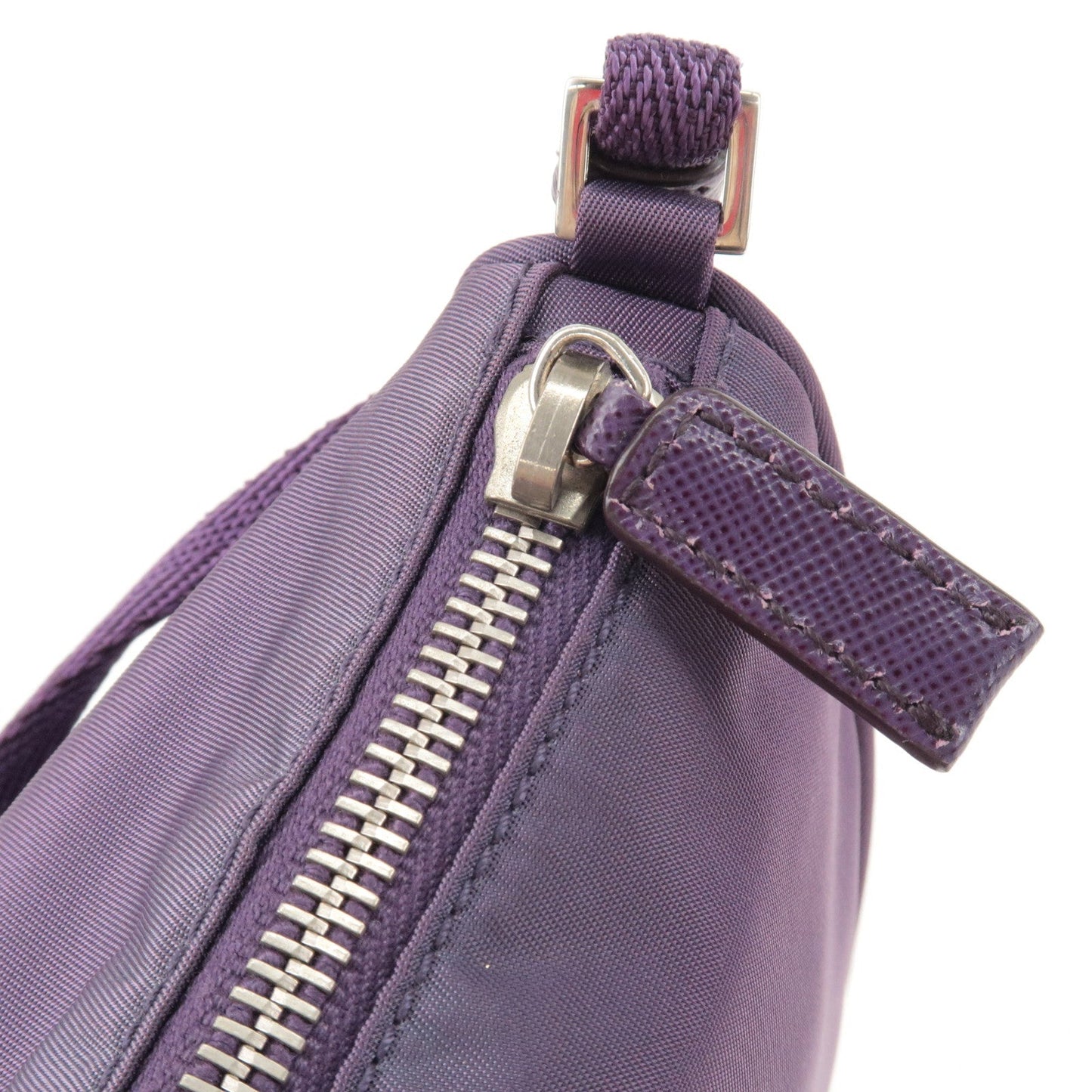 Prada Logo Nylon Hand Bag Purse Cosmetic Pouch Purple MV633