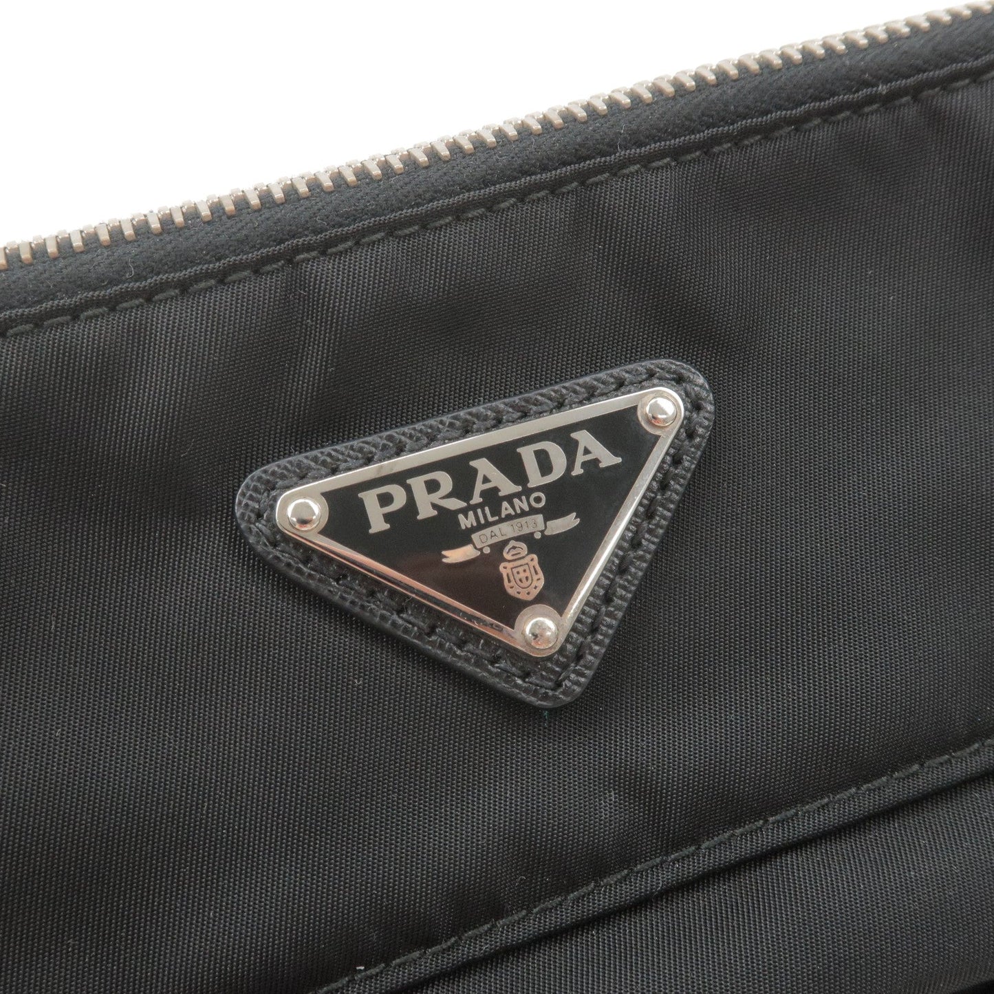 Prada Logo Nylon Leather Shoulder Bag Black Noir BT1023