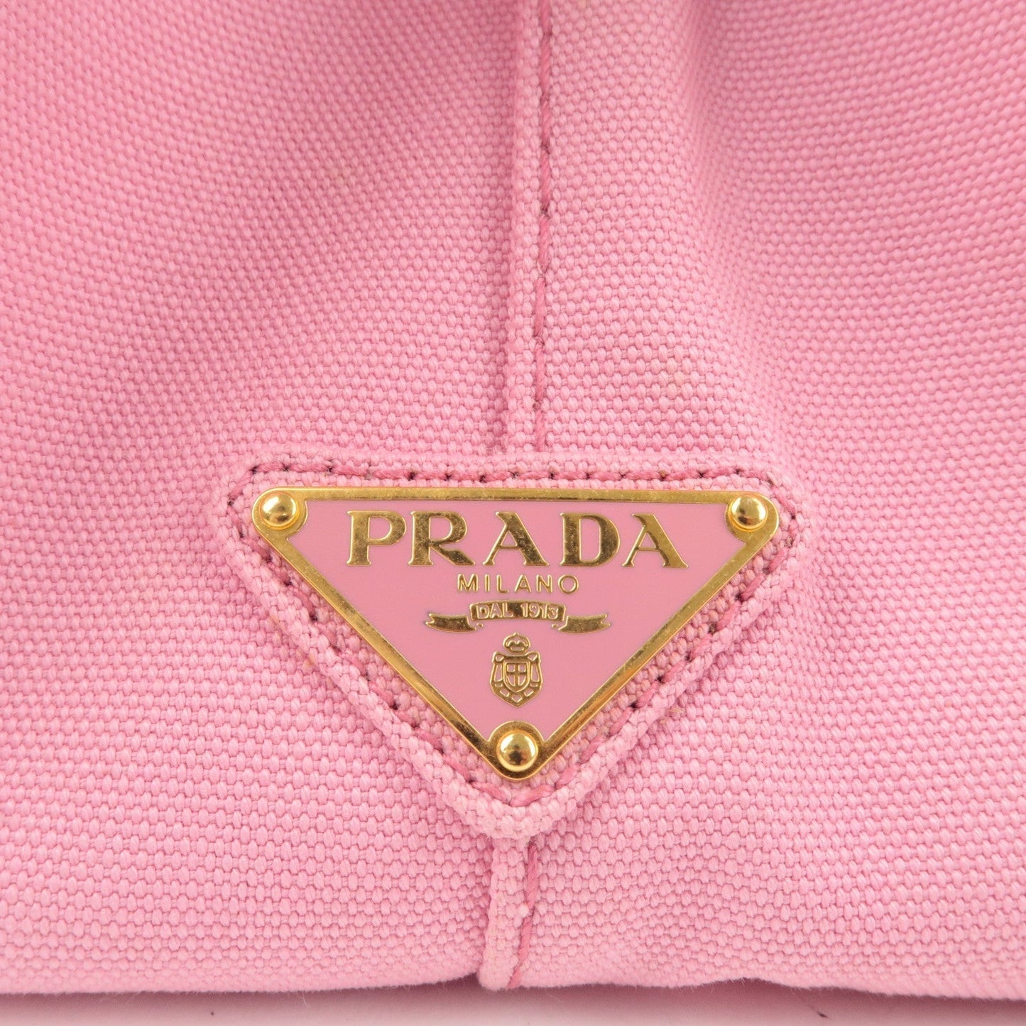 Prada Logo Canapa CanvasTote Bag Hand Bag Pink B1877B