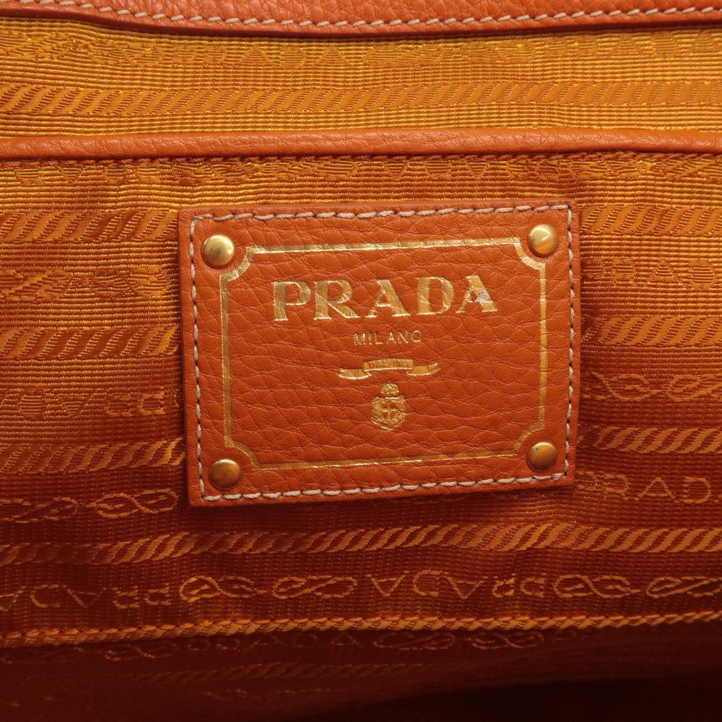 Prada Nylon Leather Tote Bag Shoulder Bag Orange BR4634