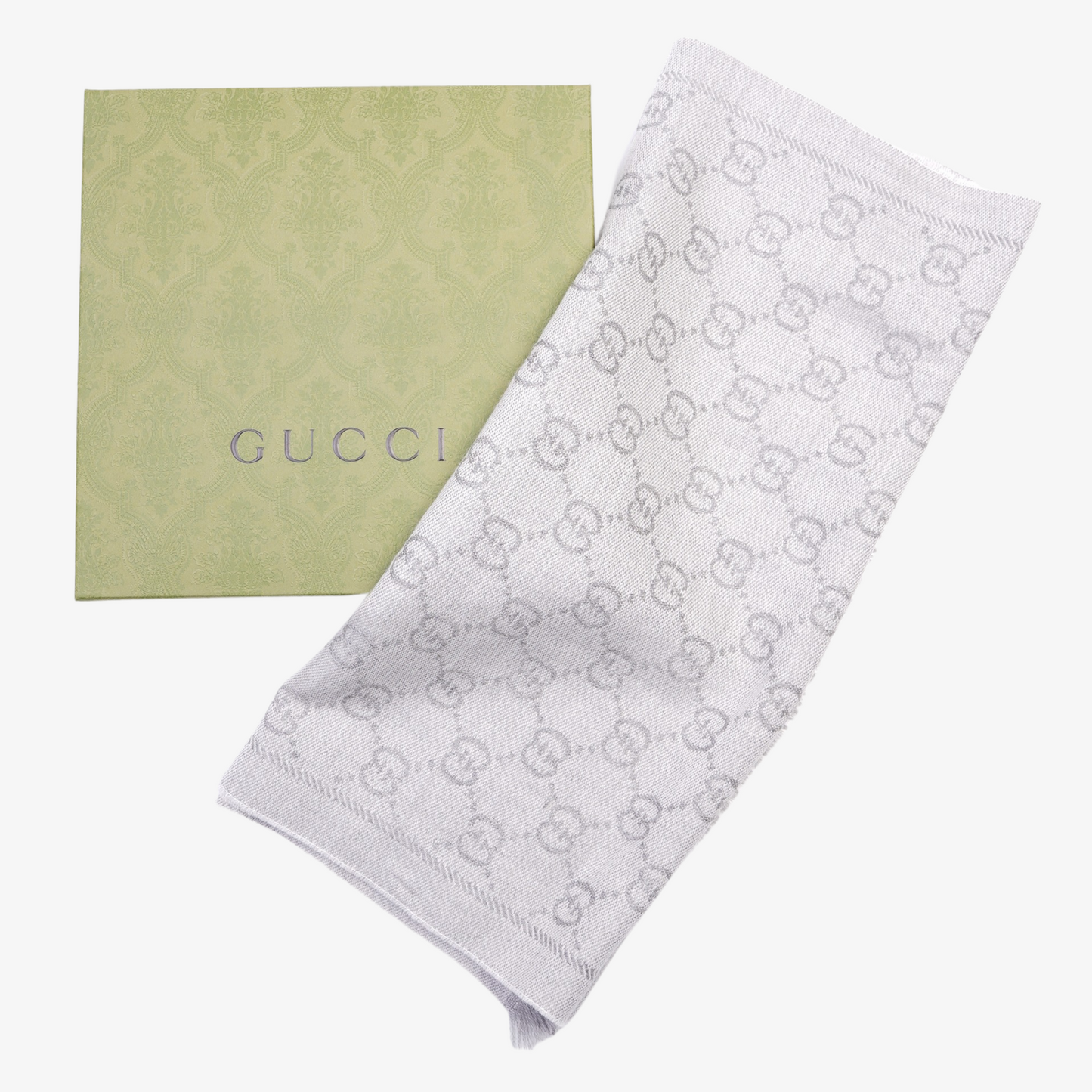 Gucci Womens Jacquard Scarf Grey 48x180cm