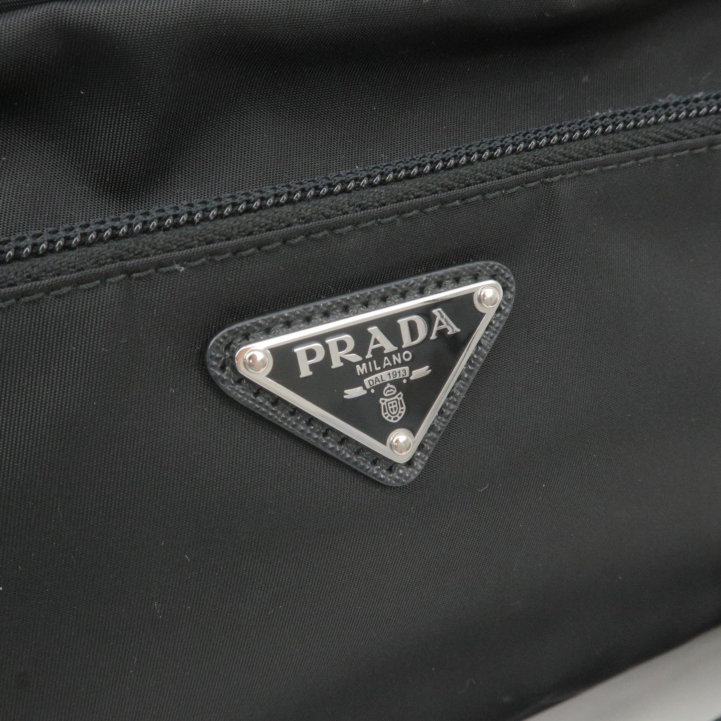 Prada Logo Nylon Leather Shoulder Bag Crossbody Bag Black 1BC167