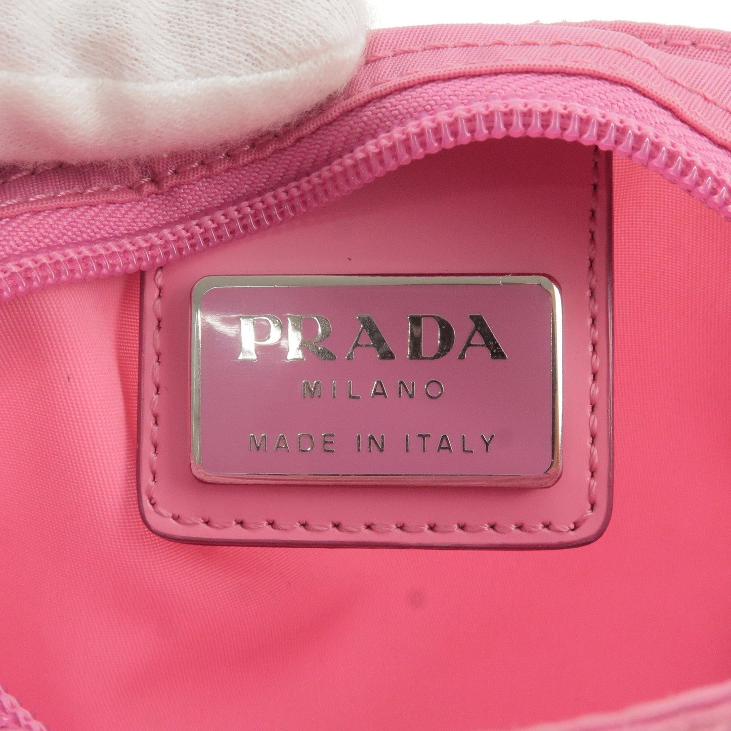 Prada Logo Nylon Shoulder Bag Crossbody Bag Purse Pink B7372