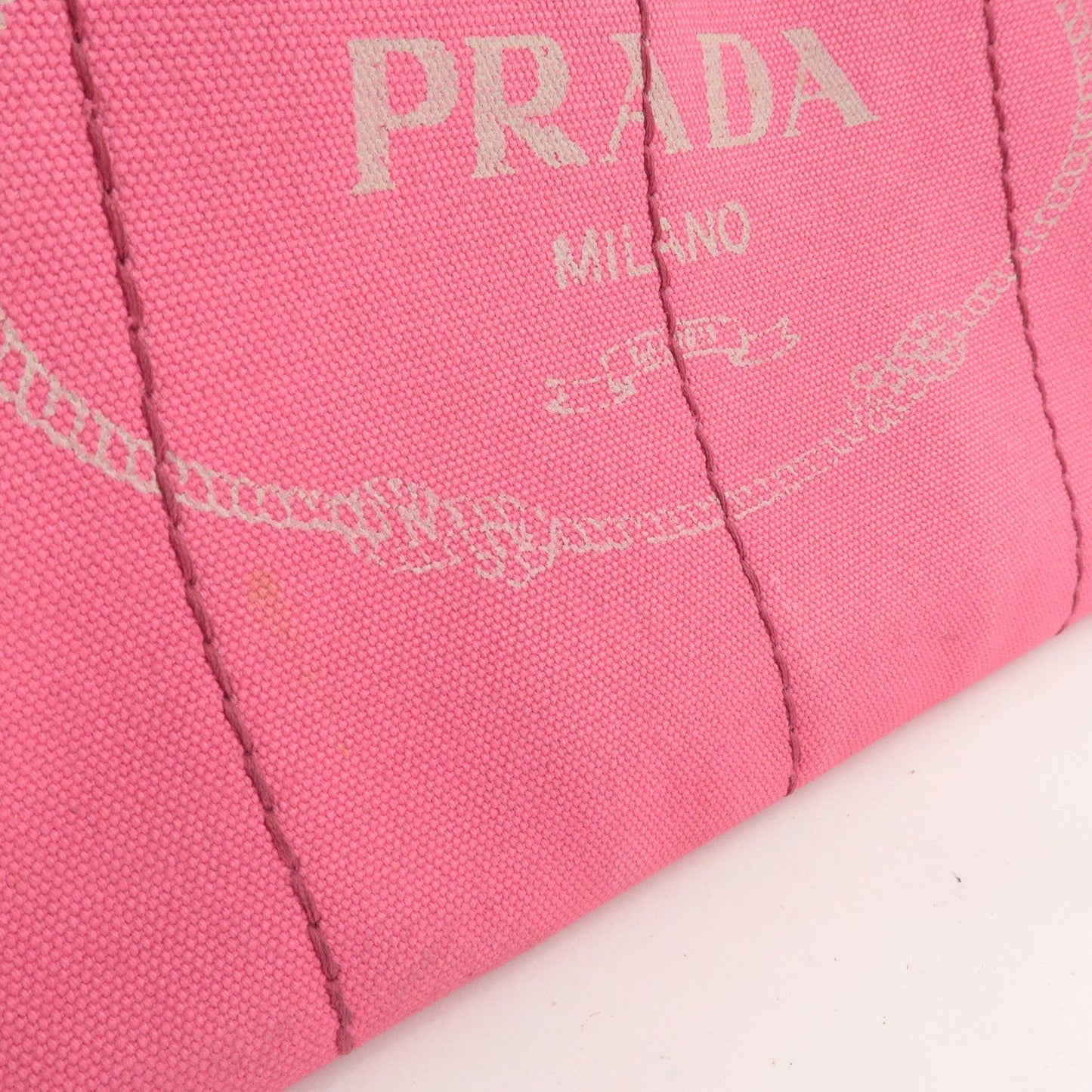 Prada Logo Canapa Mini Canvas 2Way Tote Bag Pink 1BG439