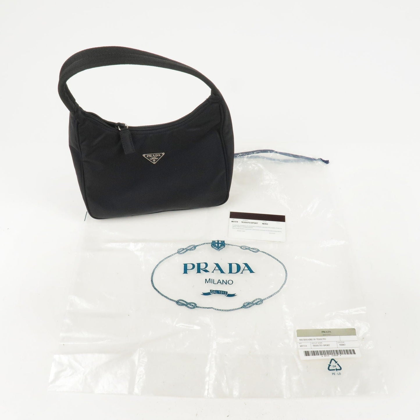 Prada Logo Nylon Hand Bag Mini Bag NERO Black MV519