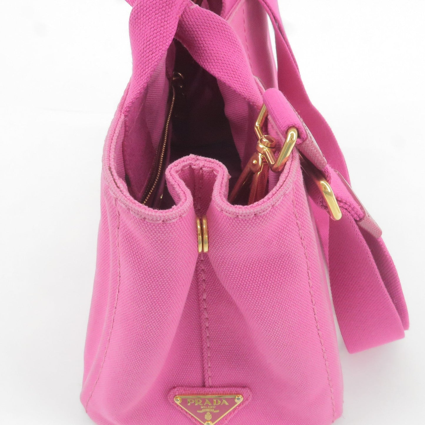 Prada Canapa Mini Canvas 2Way Bag Shoulder Bag Pink 1GB439