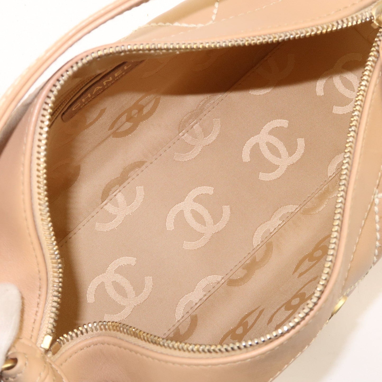 CHANEL Wild Stich Lambskin Shoulder Bag Hand Bag Beige A20663