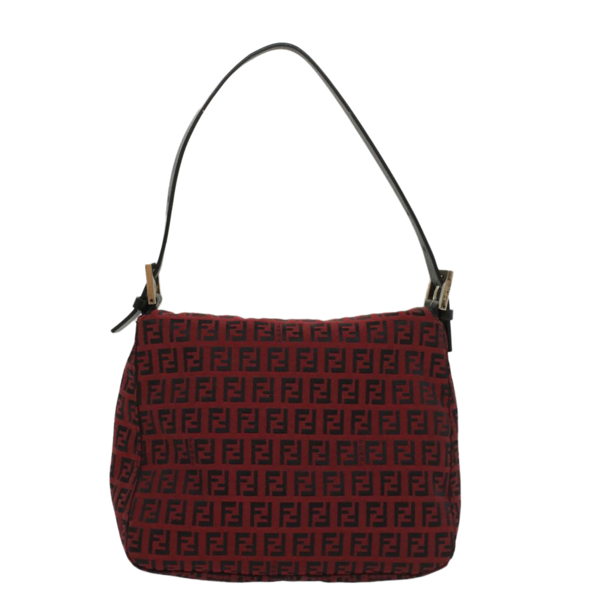 Fendi Zucchino Red Canvas Shoulder Bag (Pre-Owned)