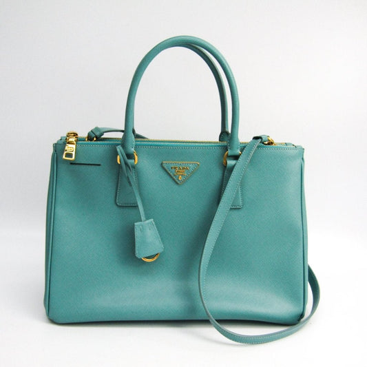 Prada Teal Saffiano Double Zip Galleria Tote Bag (SHA-11337)