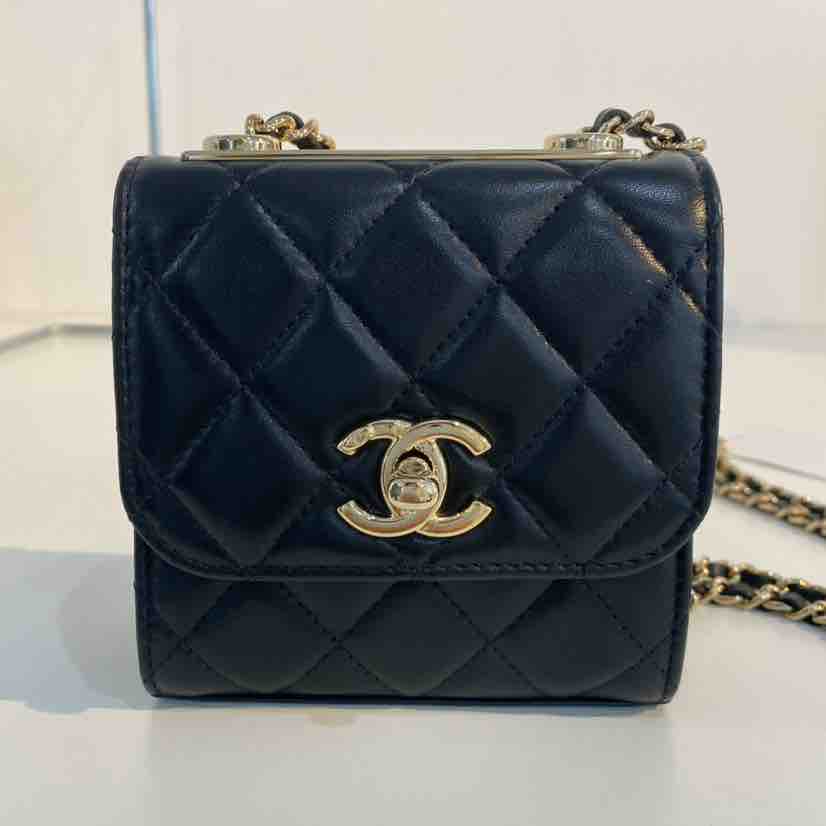 Chanel Quilted Trendy CC Clutch, Chain Black Lambskin, Small