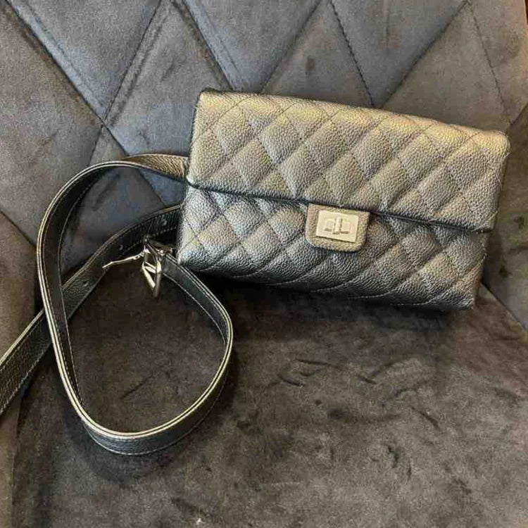 Chanel Quilted 2.55 Quilted Belt Bag, Black Leather