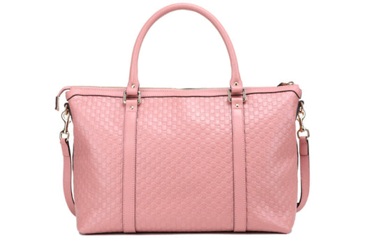 (WMNS) GUCCI Logo Embossing Leather Tote Pink Candy Handbag 449655-BMJ1G-5806