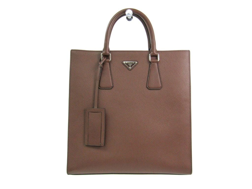 Prada Brown Saffiano Tote North South (SHA-10746)